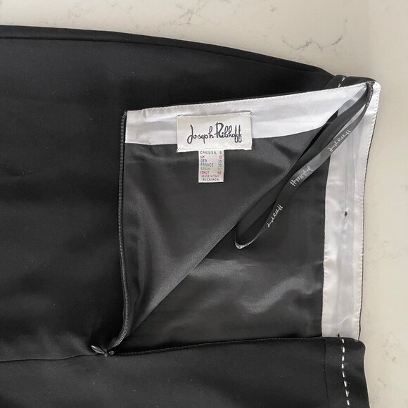Joseph Ribkoff 3 Button Lined Poly Panel Skirt w Pick Stitching Black White Sz 8 - Picture 8 of 9